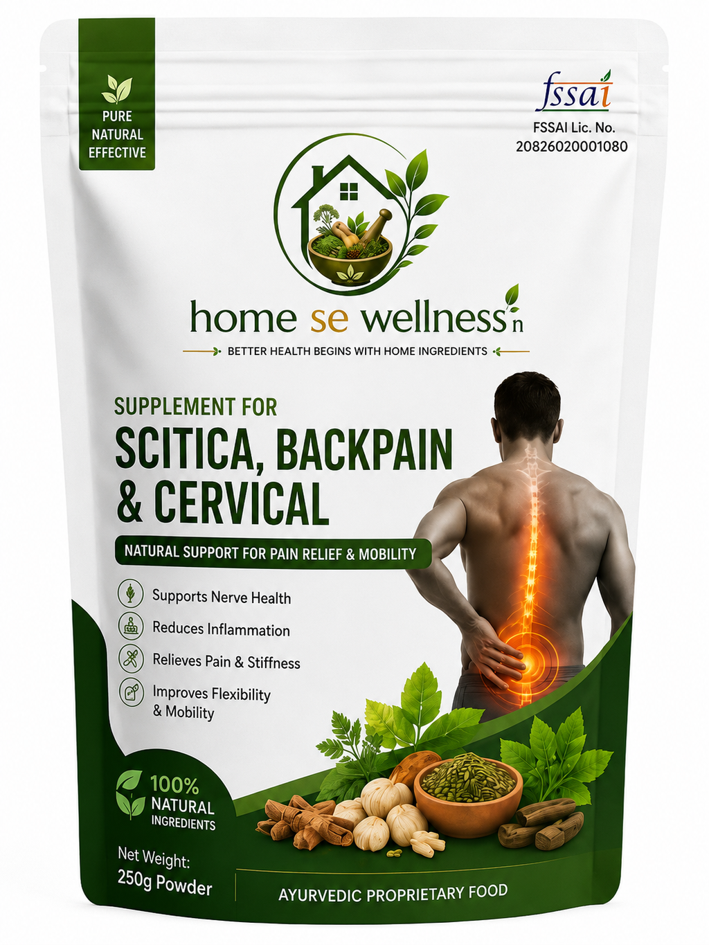 Home se welness Supplement for Sciatica, Back Pain, Cervical, Joints Care Powder